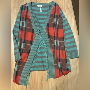 Matilda Jane 435 plaid flannel knit top cardigan sweater 10